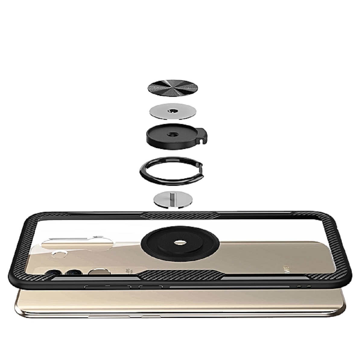 Protectores para celular  para Huawei  Mate 20 Lite Funda de acr�lico con anillo Negro