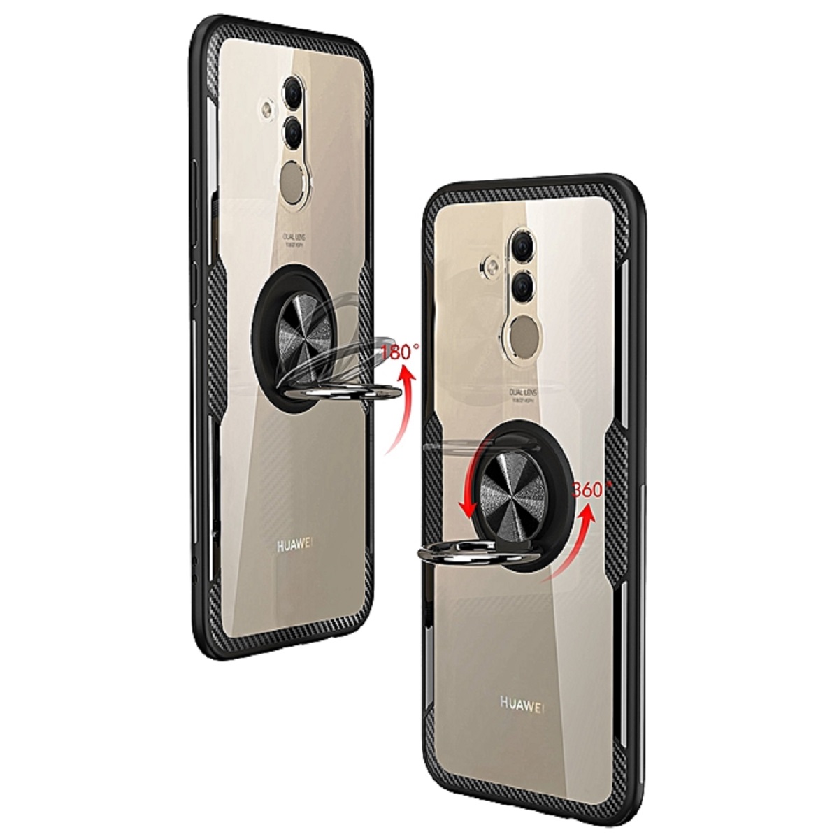 Protectores para celular  para Huawei  Mate 20 Lite Funda de acr�lico con anillo Negro