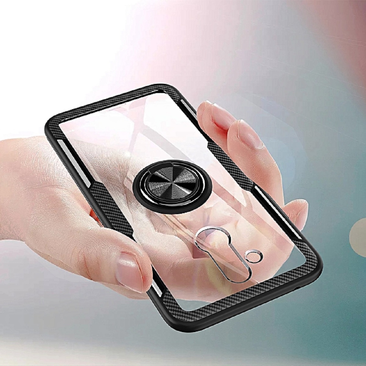 Protectores para celular  para Huawei  Mate 20 Lite Funda de acr�lico con anillo Negro