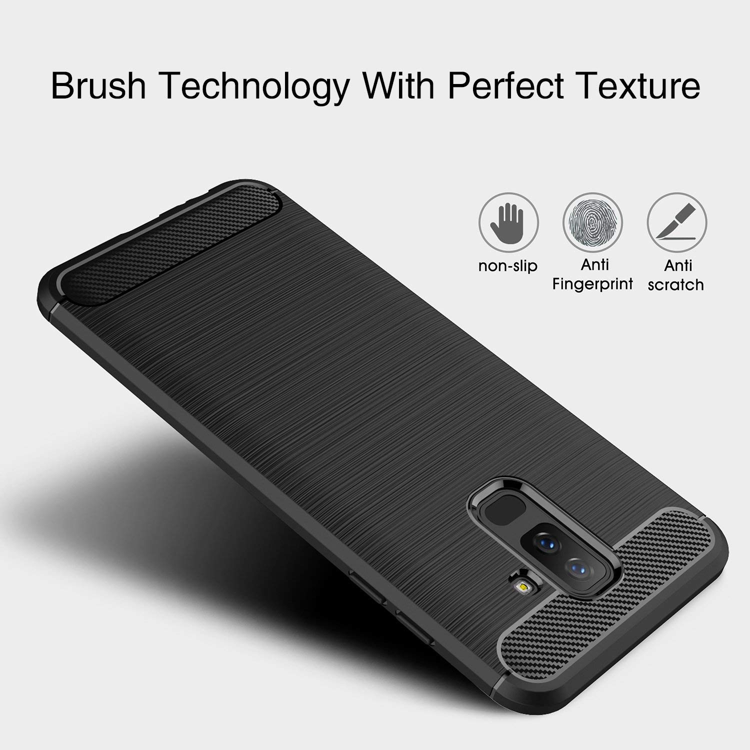 Protectores para celular  para Samsung  A6 Plus 2018 Funda de tpu fibra de carbono Negro