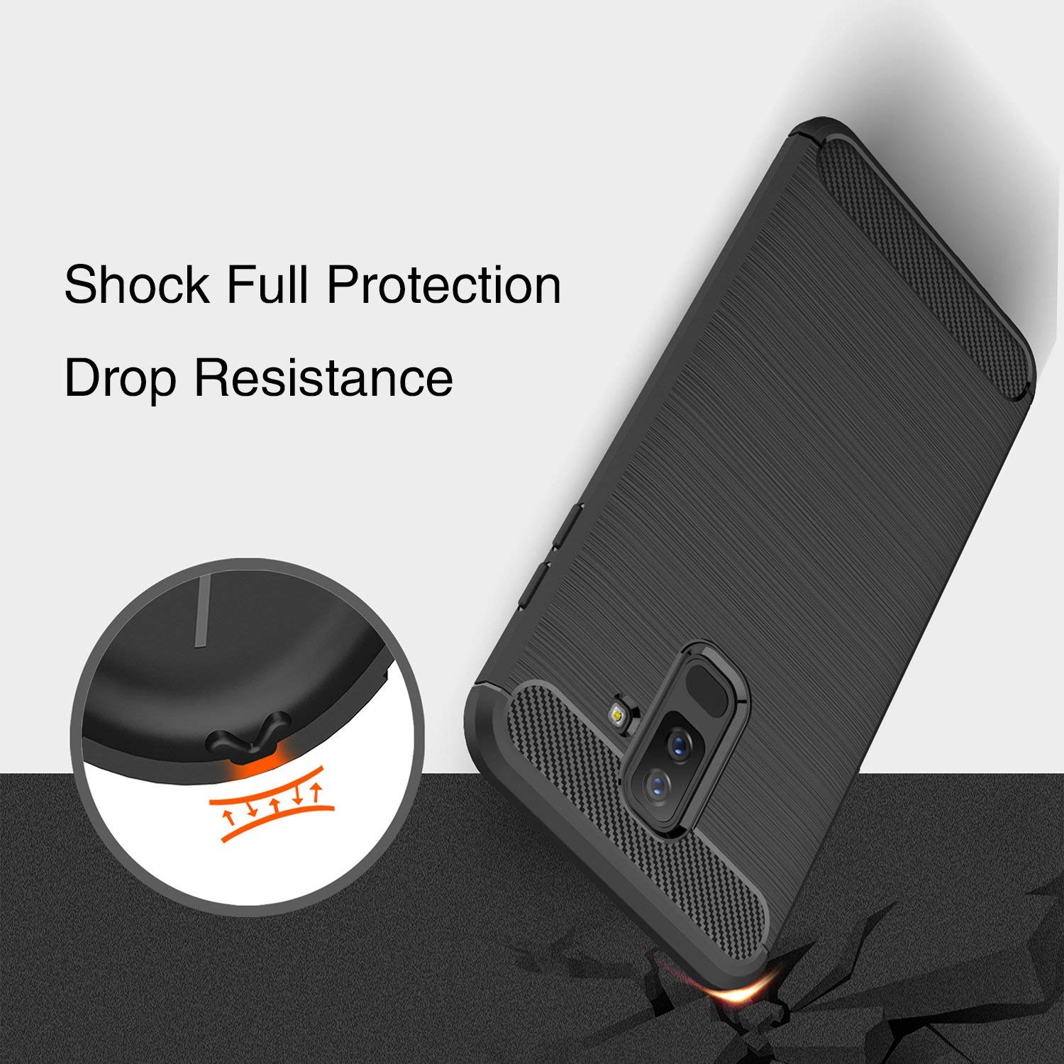 Protectores para celular  para Samsung  A6 Plus 2018 Funda de tpu fibra de carbono Negro