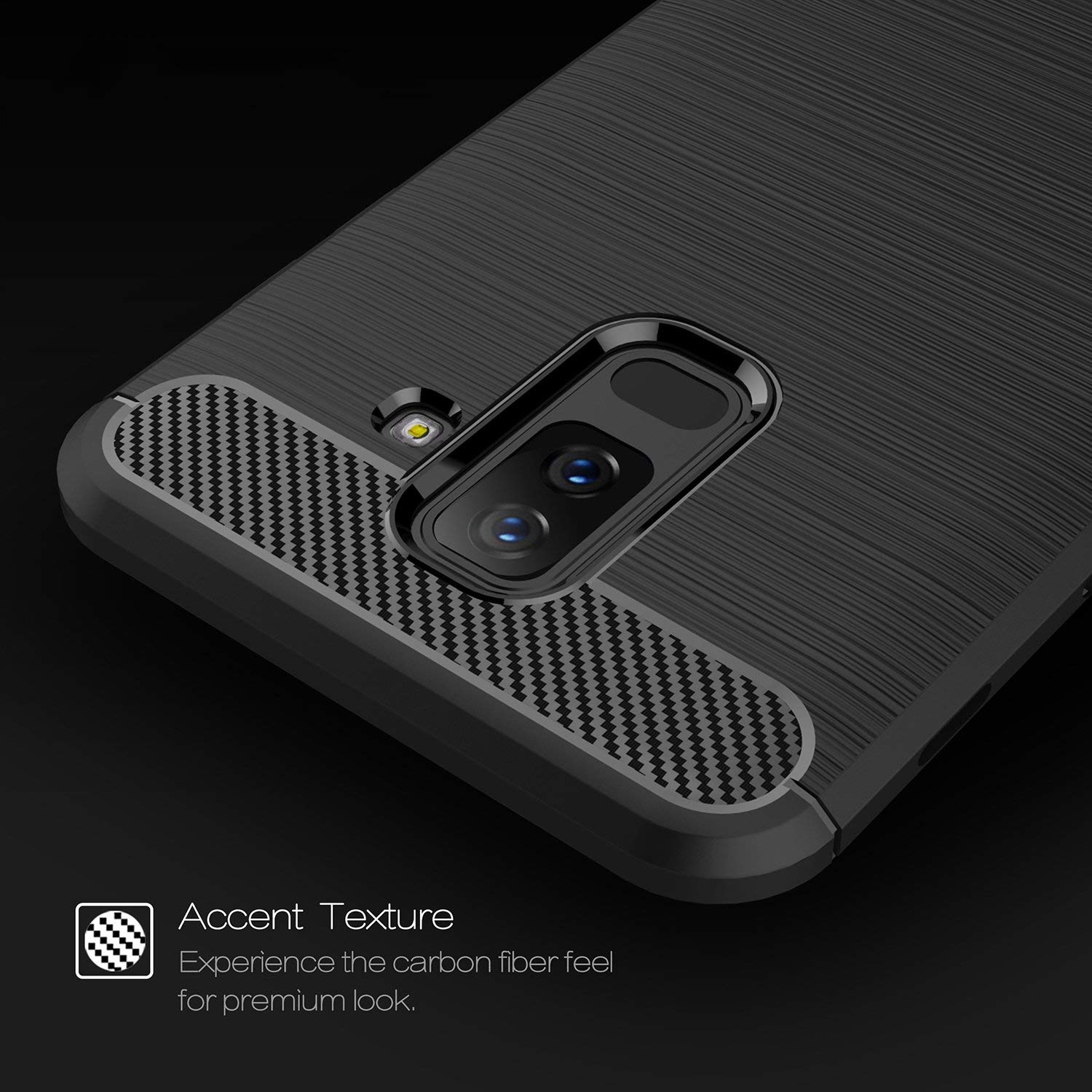 Protectores para celular  para Samsung  A6 Plus 2018 Funda de tpu fibra de carbono Negro