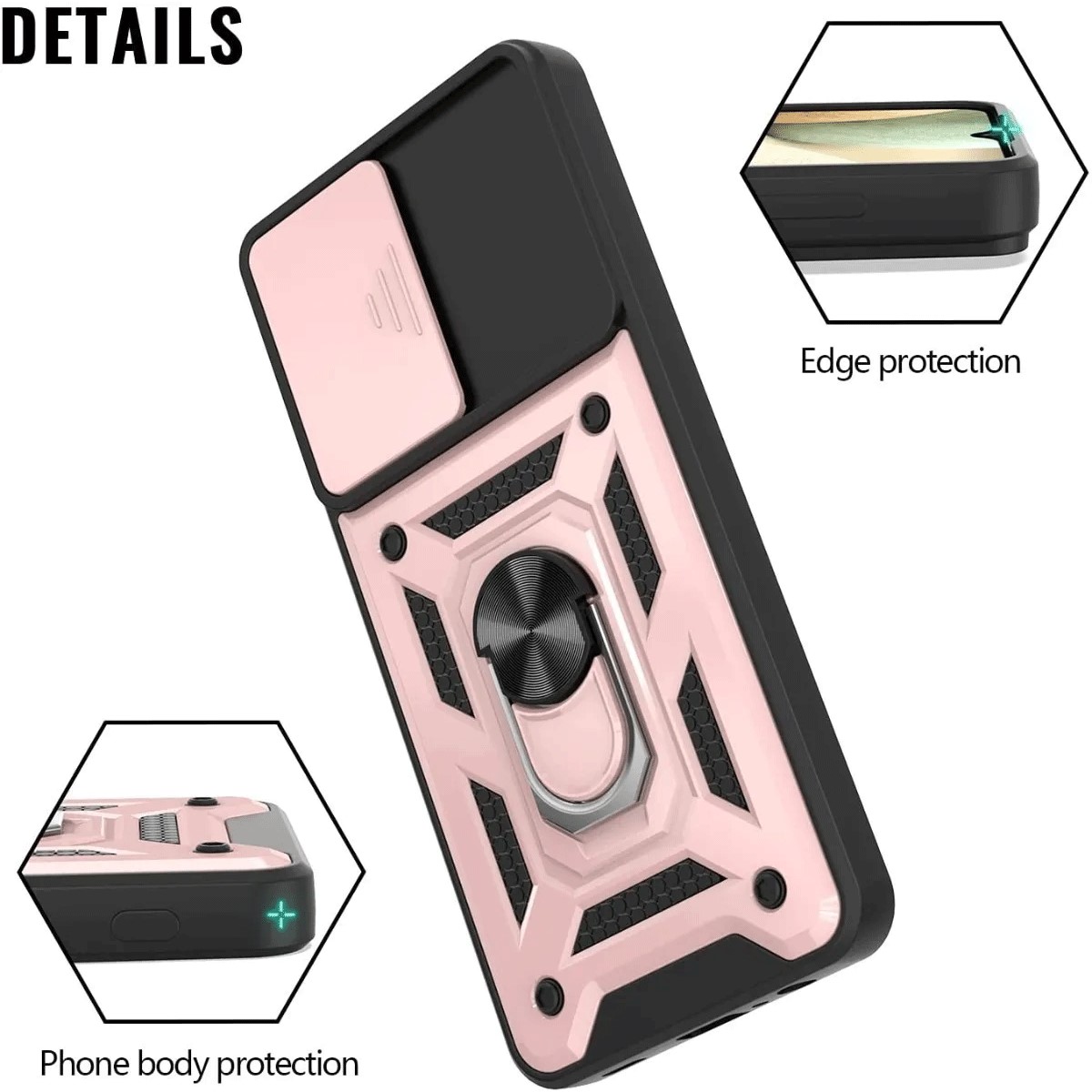 Protectores para celular  para Samsung  A12 / M12 Funda reforzada con anillo v3 cubre c�mara Rosa