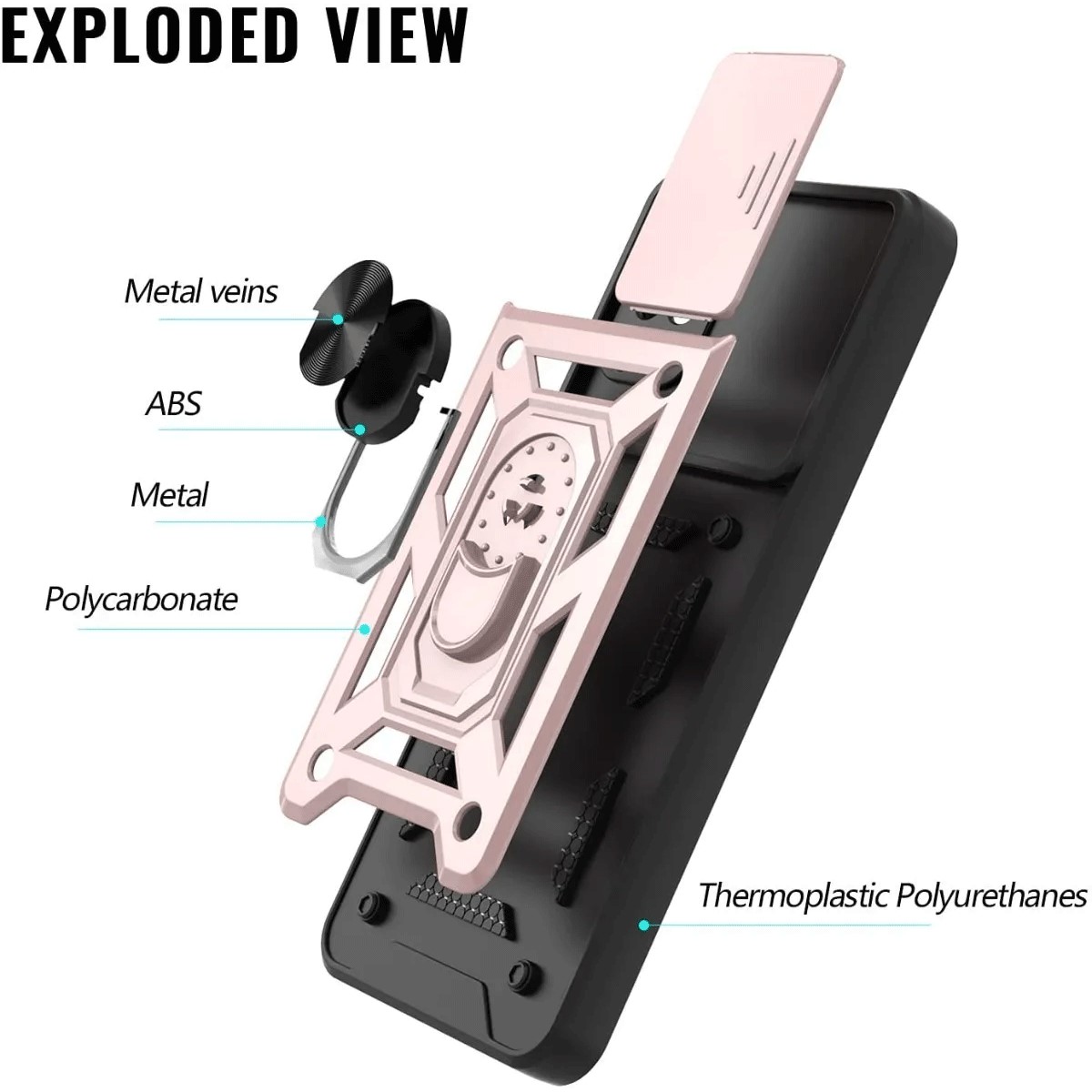 Protectores para celular  para Samsung  A12 / M12 Funda reforzada con anillo v3 cubre c�mara Rosa