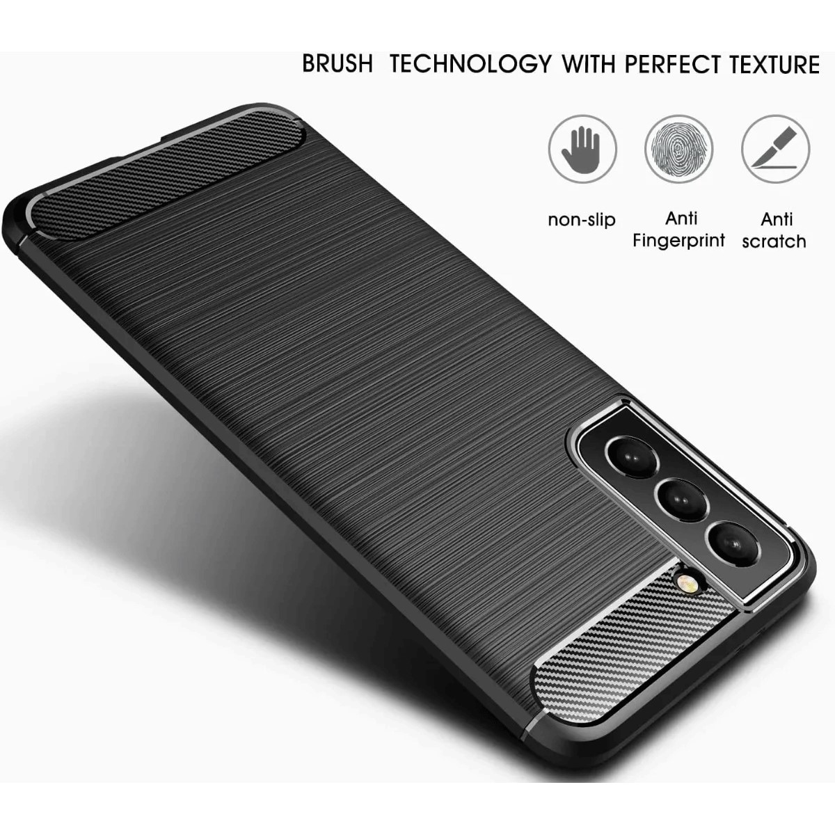 Protectores para celular  para Samsung  S22 Plus / S22+ Funda de tpu fibra de carbono Negro