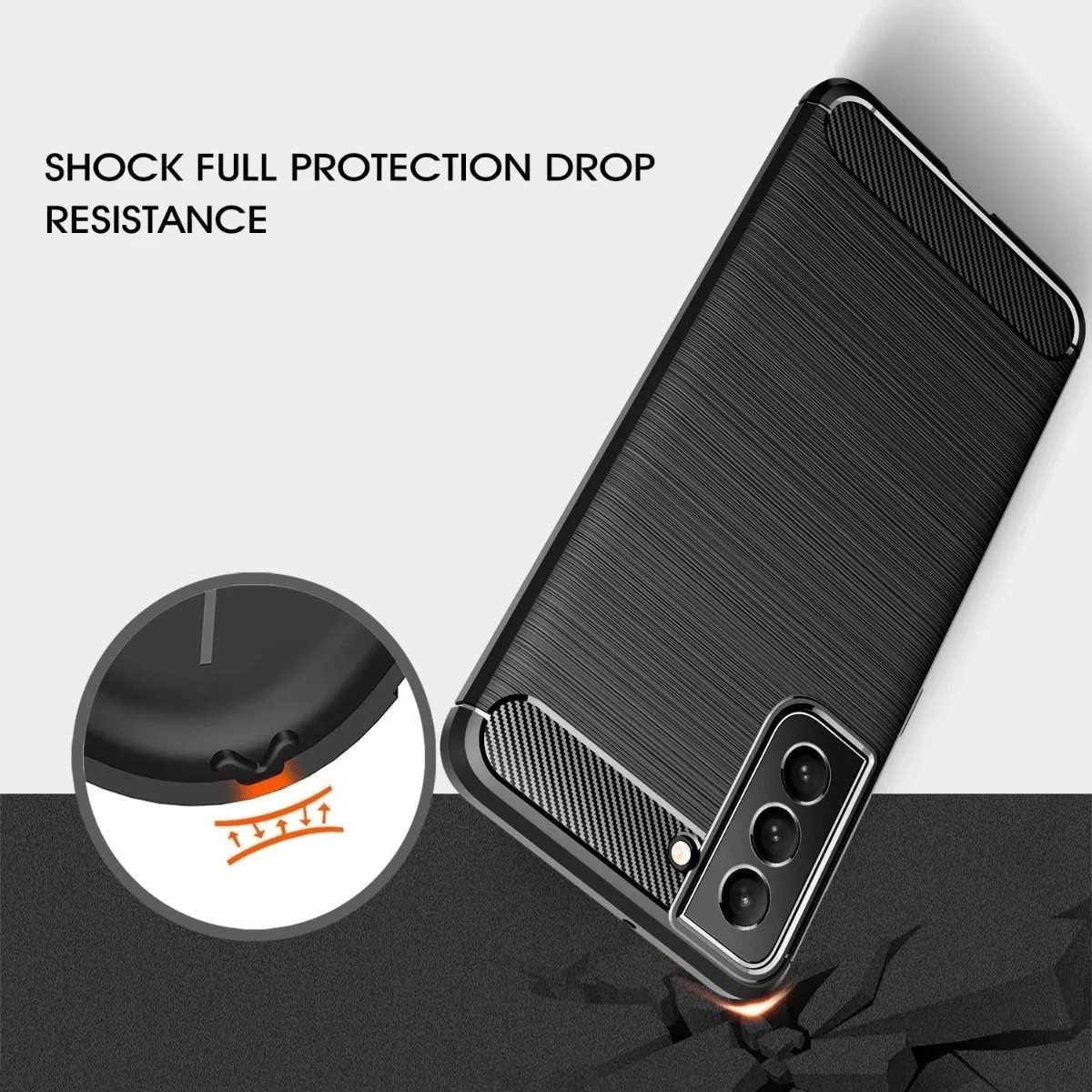 Protectores para celular  para Samsung  S22 Plus / S22+ Funda de tpu fibra de carbono Negro