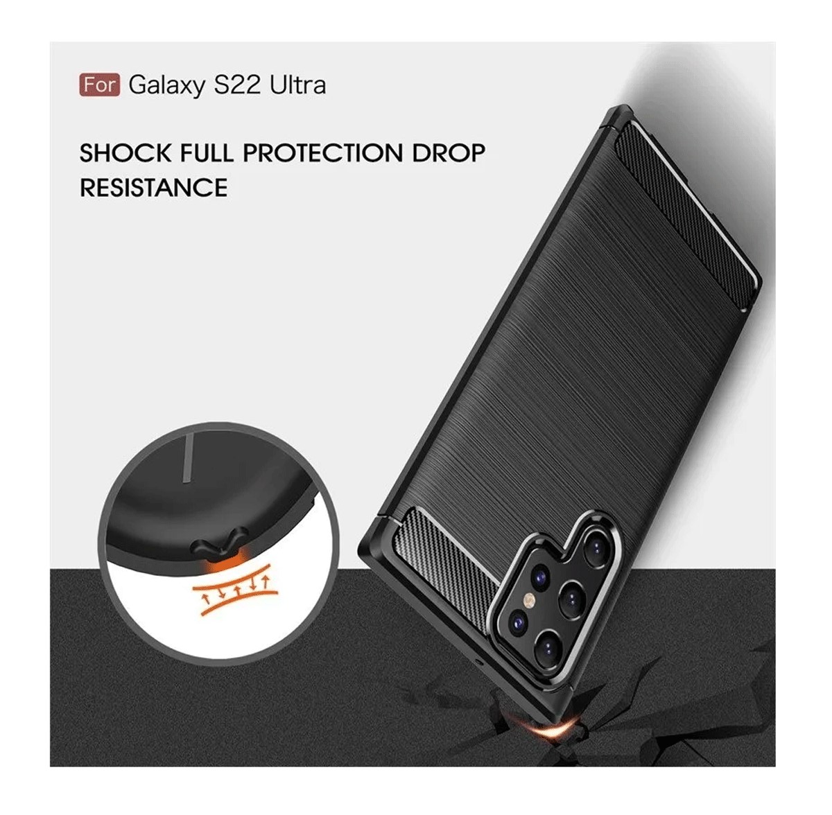Protectores para celular  para Samsung  S22 Ultra Funda de tpu fibra de carbono Negro