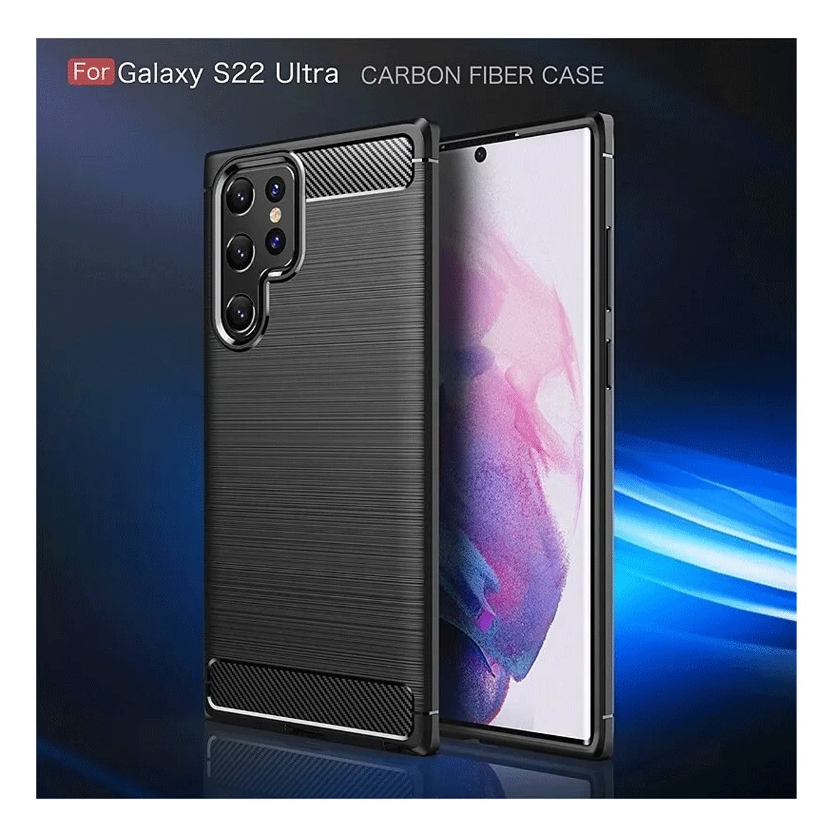 Protectores para celular  para Samsung  S22 Ultra Funda de tpu fibra de carbono Negro