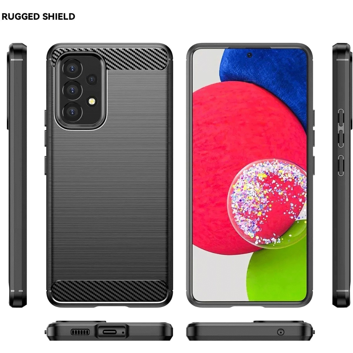 Protectores para celular  para Samsung  A53 5G Funda de tpu fibra de carbono Negro