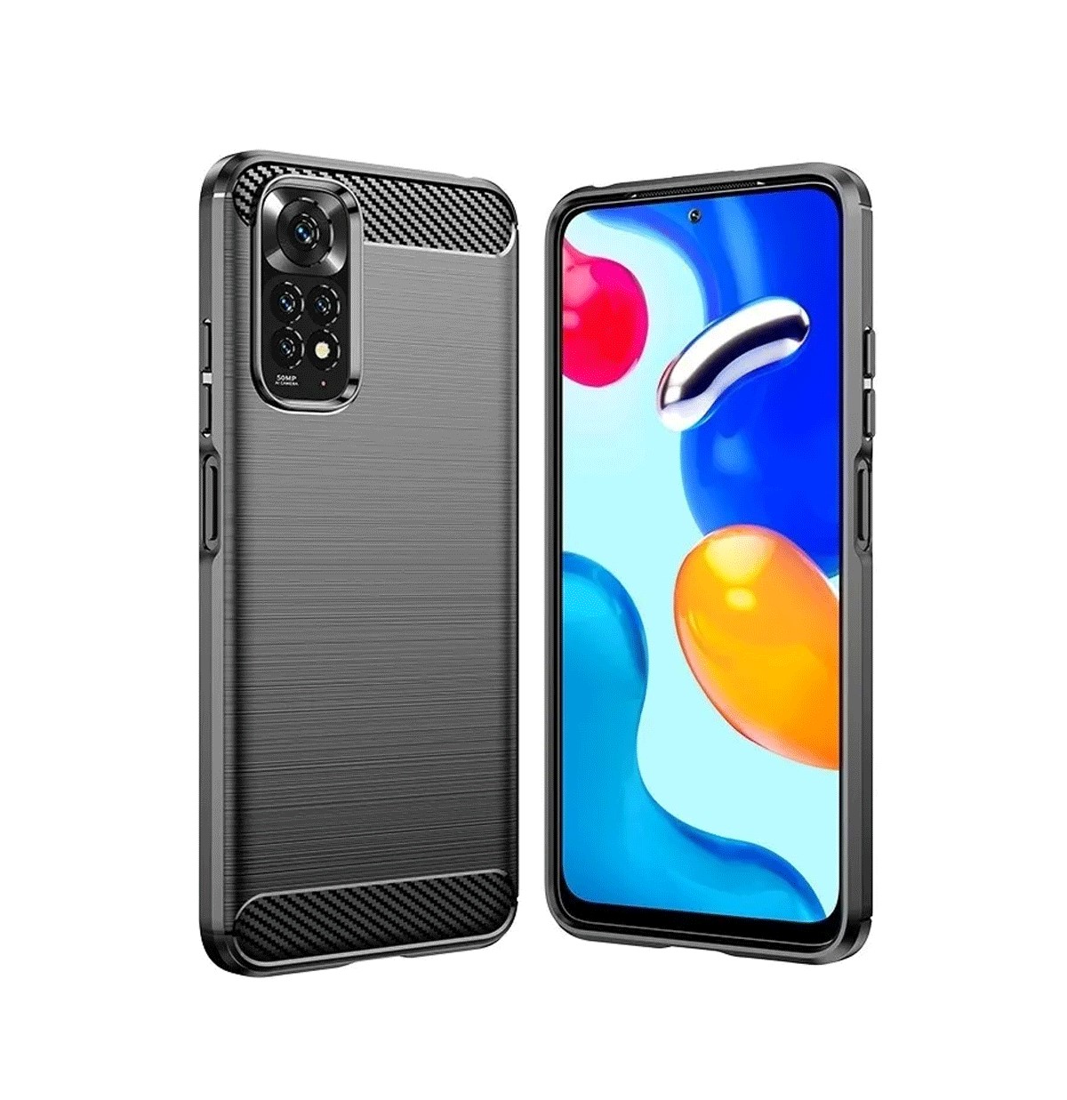 Protectores para celular  para Xiaomi  Redmi Note 11 / 11s Funda de tpu fibra de carbono Negro
