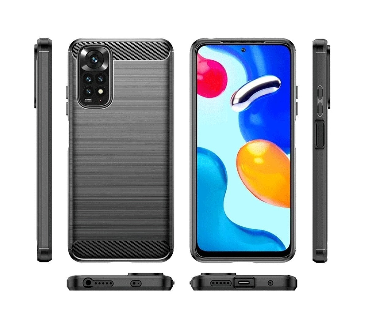 Protectores para celular  para Xiaomi  Redmi Note 11 / 11s Funda de tpu fibra de carbono Negro