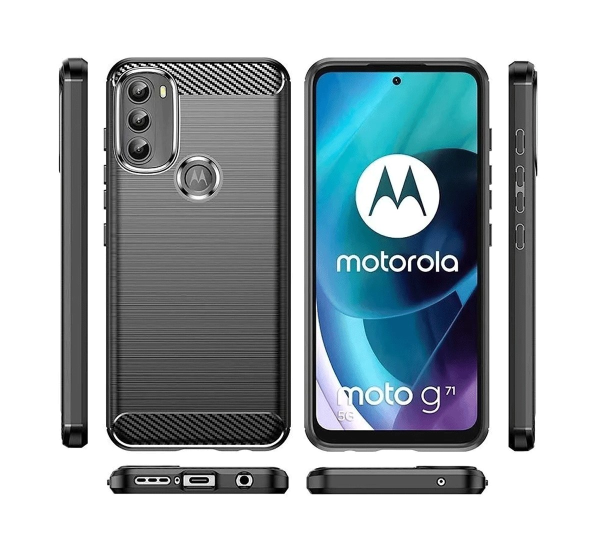 Protectores para celular  para Motorola  Moto G71 5G Funda de tpu fibra de carbono Negro