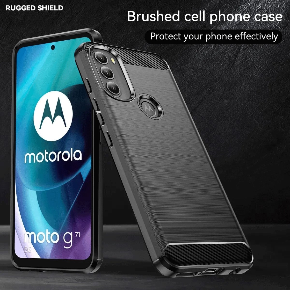 Protectores para celular  para Motorola  Moto G71 5G Funda de tpu fibra de carbono Negro