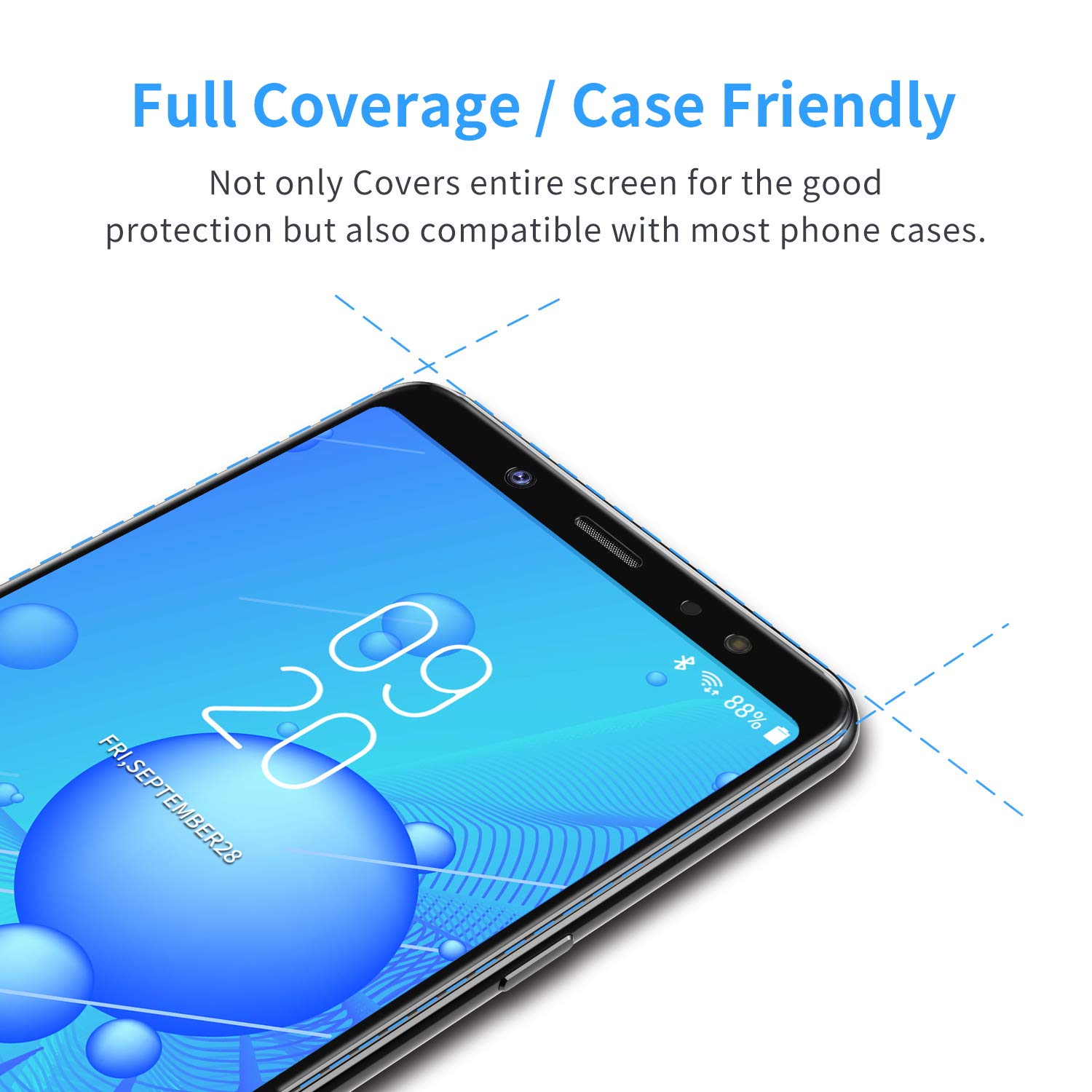 Protectores para celular  para Samsung  A6 Plus 2018 Templado pantalla full cover Negro