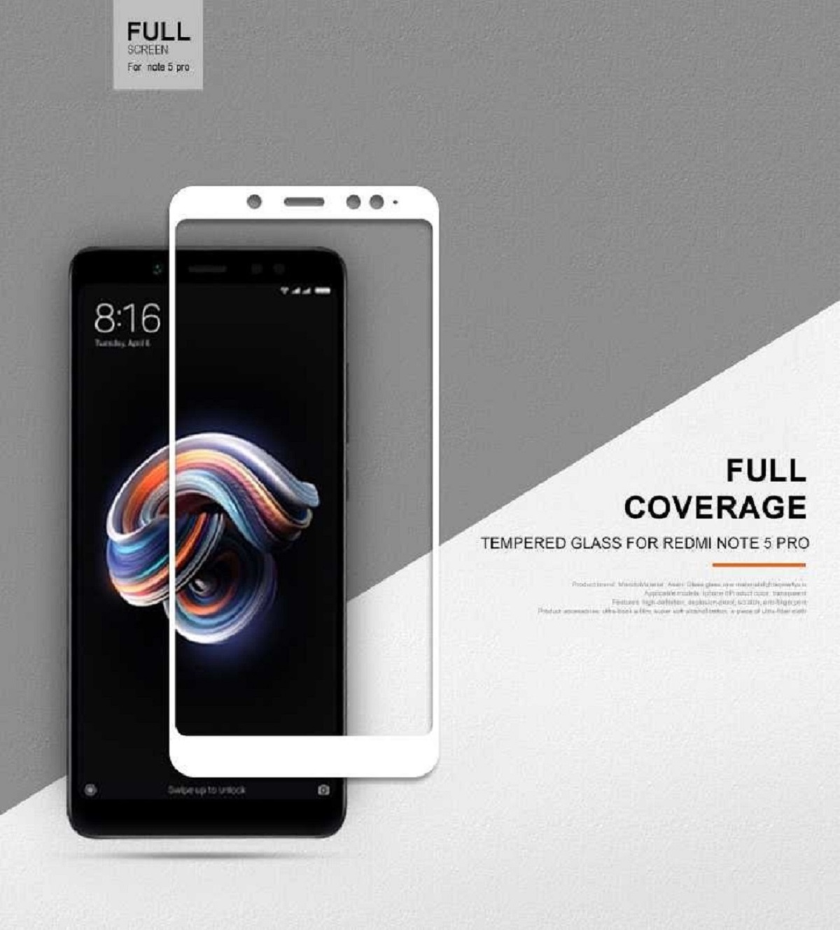 Protectores para celular  para Xiaomi  Redmi Note 5 Pro Templado pantalla full cover Blanco