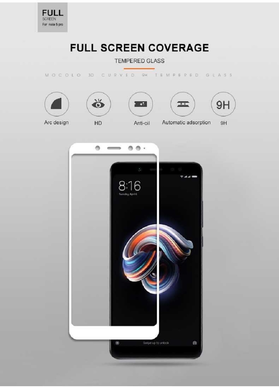 Protectores para celular  para Xiaomi  Redmi Note 5 Pro Templado pantalla full cover Blanco