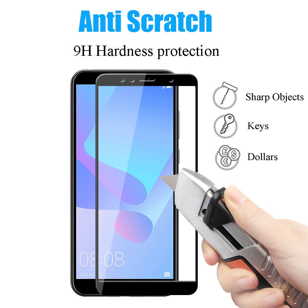 Protectores para celular  para Huawei  Y6 2018 Templado pantalla full cover Negro