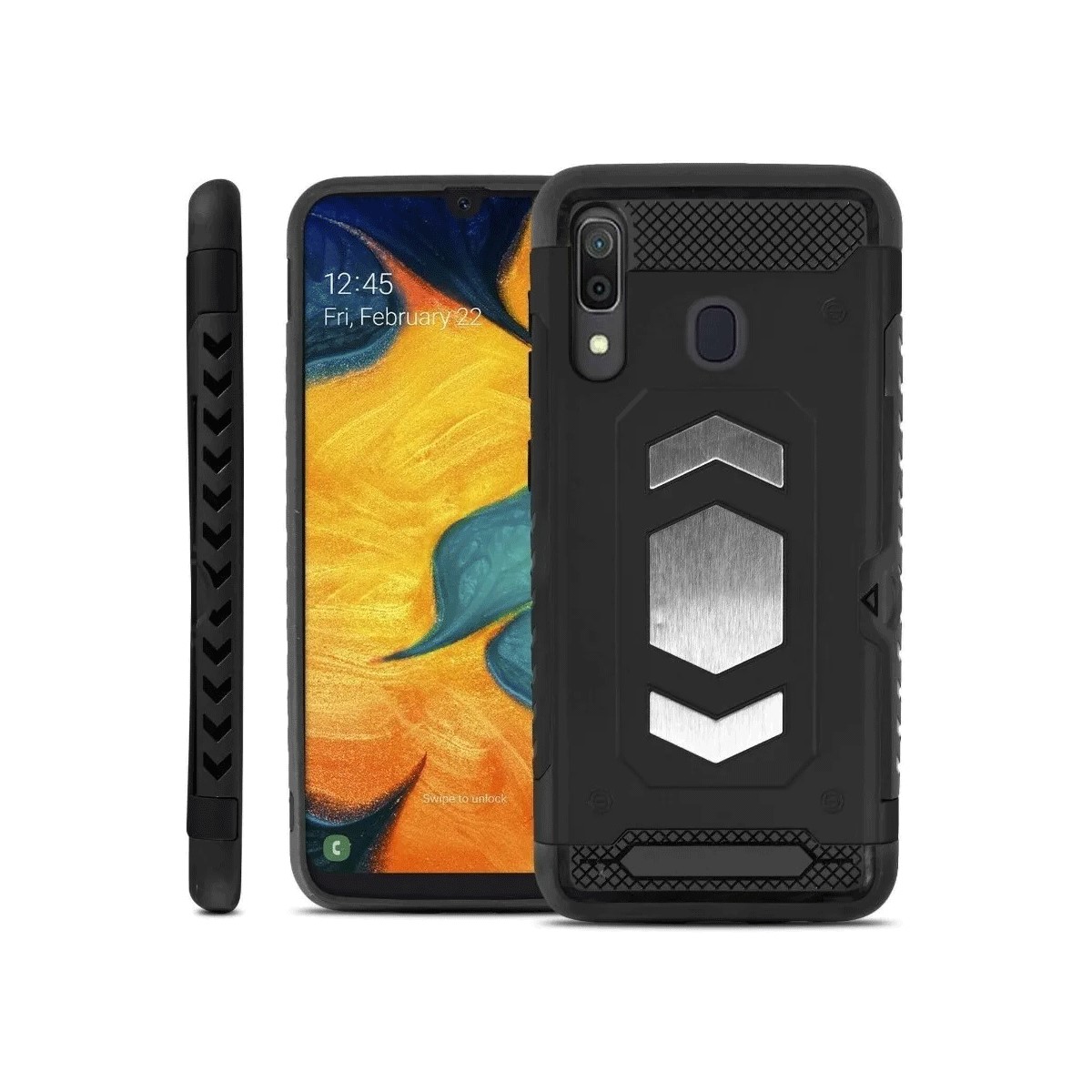 Protectores para celular  para Samsung  A30 Funda reforzada con porta tarjeta Negro