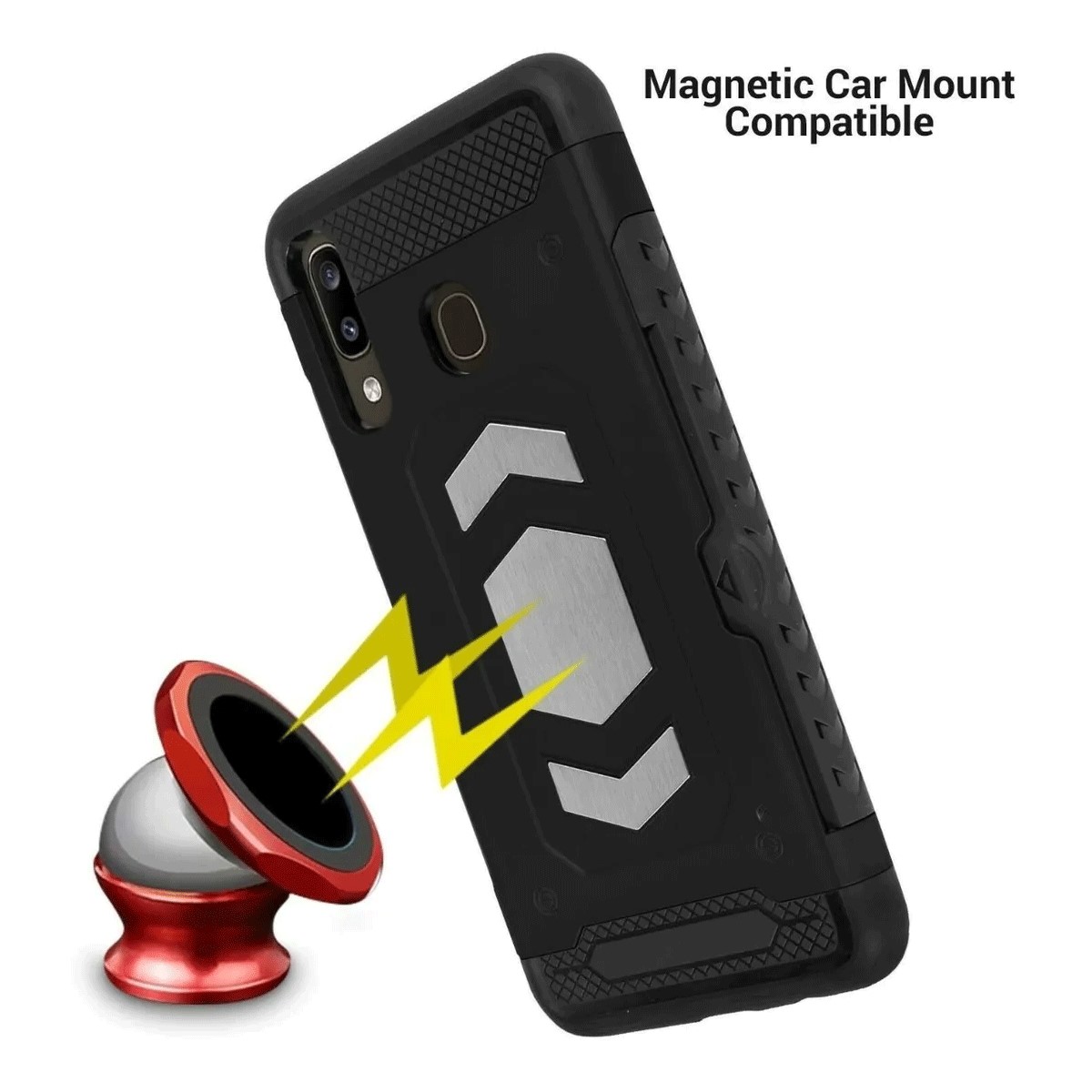 Protectores para celular  para Samsung  A30 Funda reforzada con porta tarjeta Negro