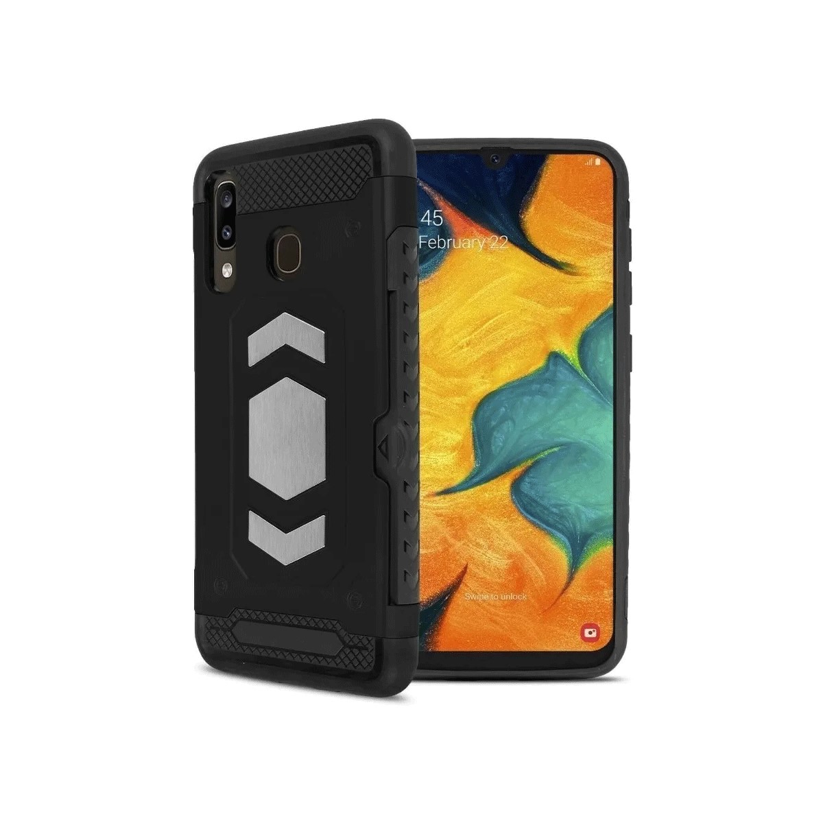 Protectores para celular  para Samsung  A30 Funda reforzada con porta tarjeta Negro