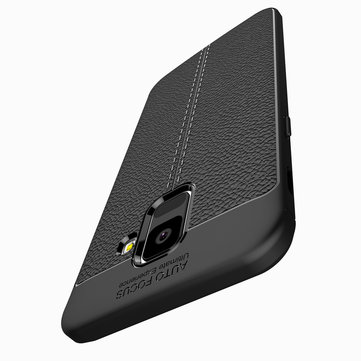 Protectores para celular  para Samsung  A6 2018 Funda de tpu s�mil cuero Negro