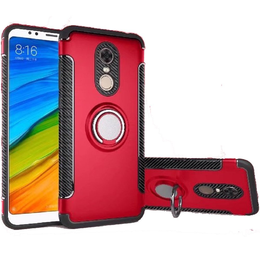 Protectores para celular  para Xiaomi  Redmi 5 Funda reforzada con anillo v1 Rojo