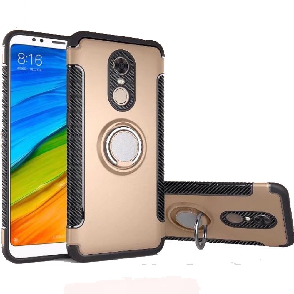 Protectores para celular  para Xiaomi  Redmi 5 Funda reforzada con anillo v1 Dorado