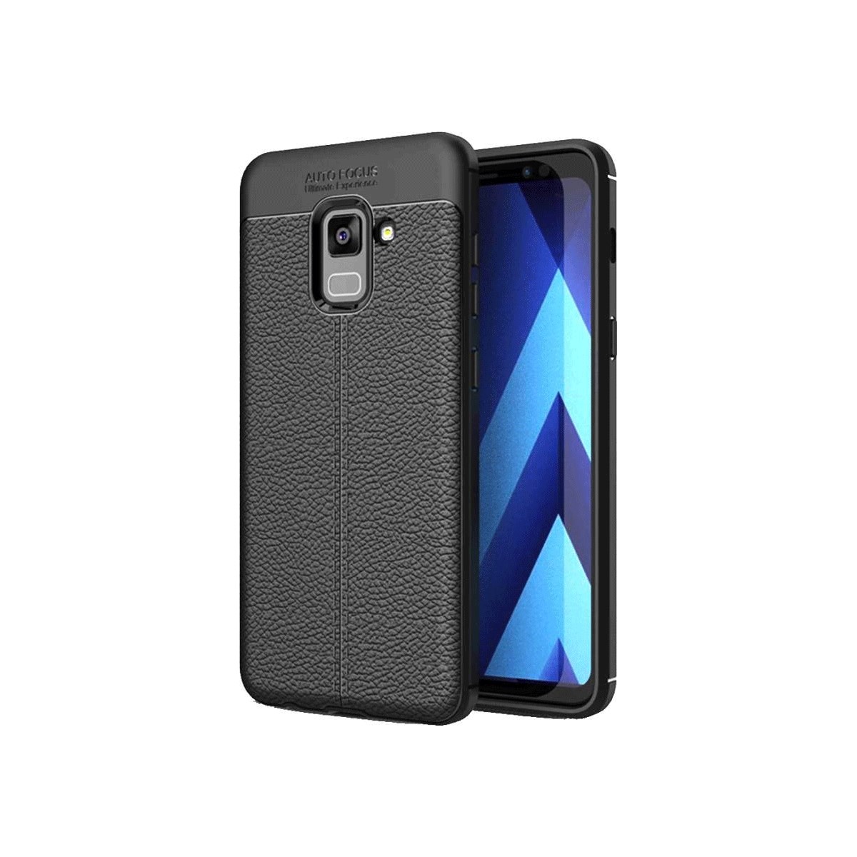 Protectores para celular  para Samsung  A8 Plus 2018 Funda de tpu s�mil cuero Negro
