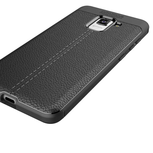 Protectores para celular  para Samsung  A8 2018 Funda de tpu s�mil cuero Negro