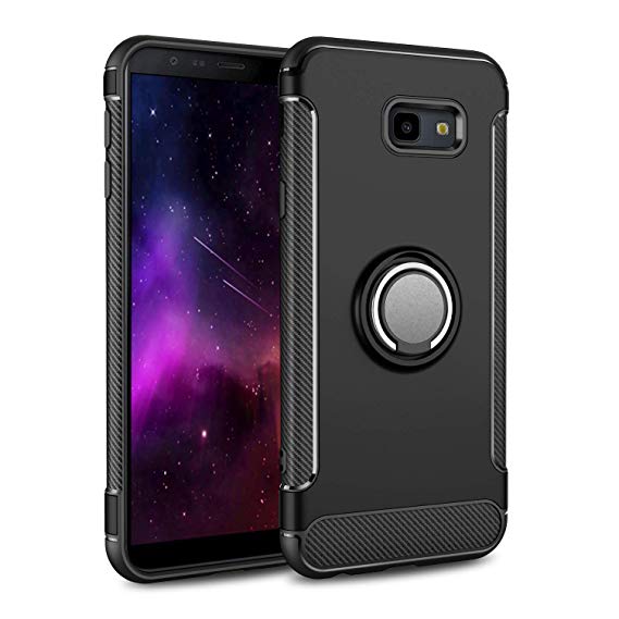 Protectores para celular  para Samsung  J4 Plus 2018 Funda reforzada con anillo v1 Negro