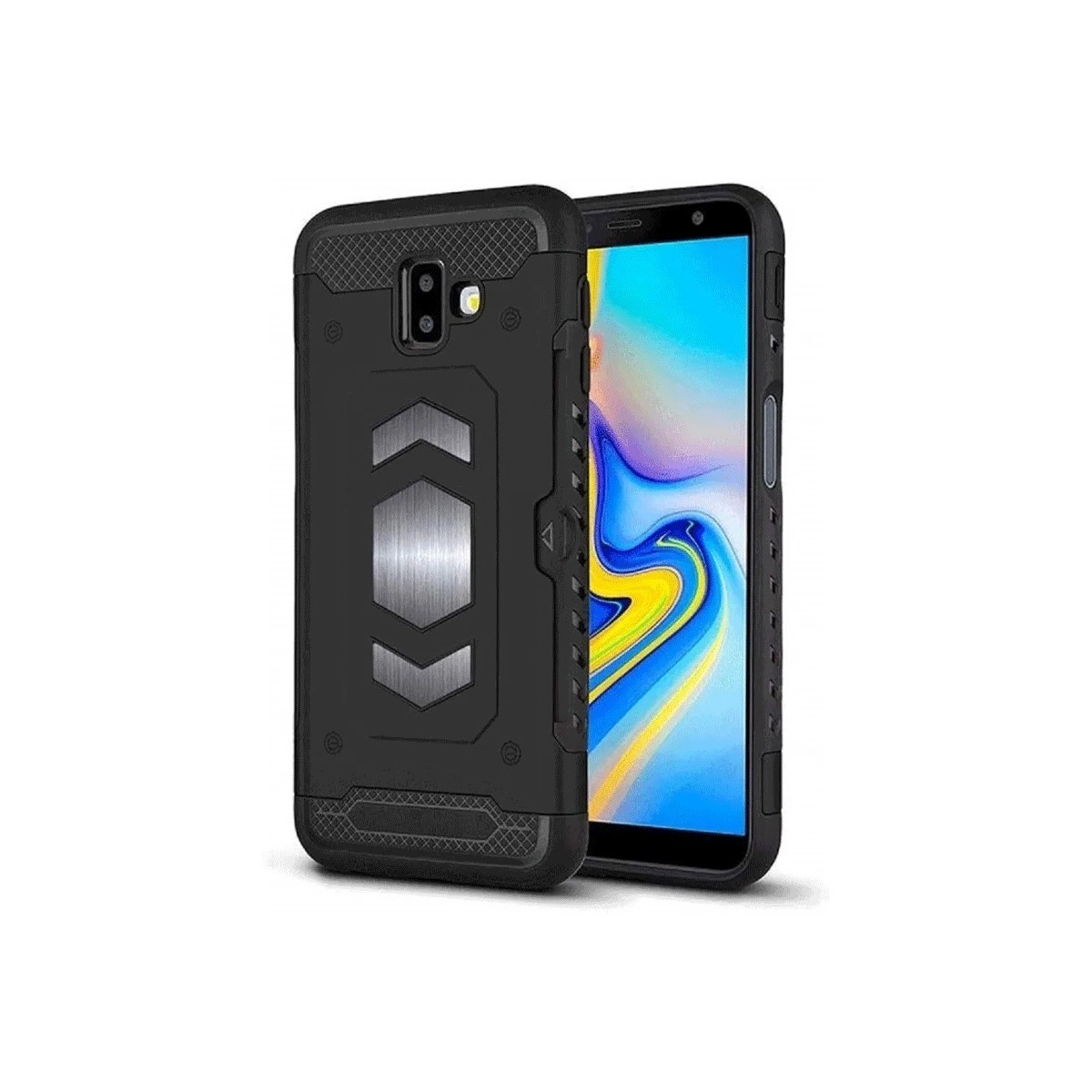 Protectores para celular  para Samsung  J4 2018 Funda reforzada con porta tarjeta Negro