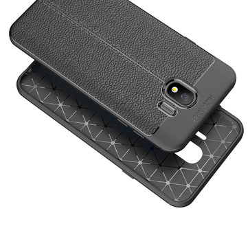 Protectores para celular  para Samsung  J4 2018 Funda de tpu s�mil cuero Negro