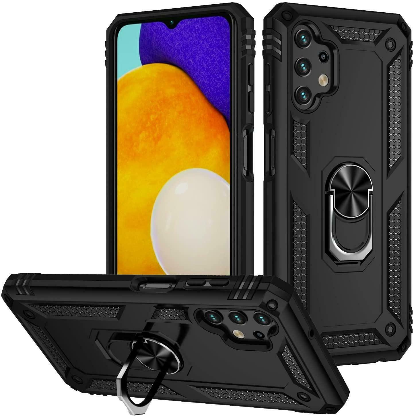 Protectores para celular  para Samsung  A13 (4G) Funda reforzada con anillo v2 Negro