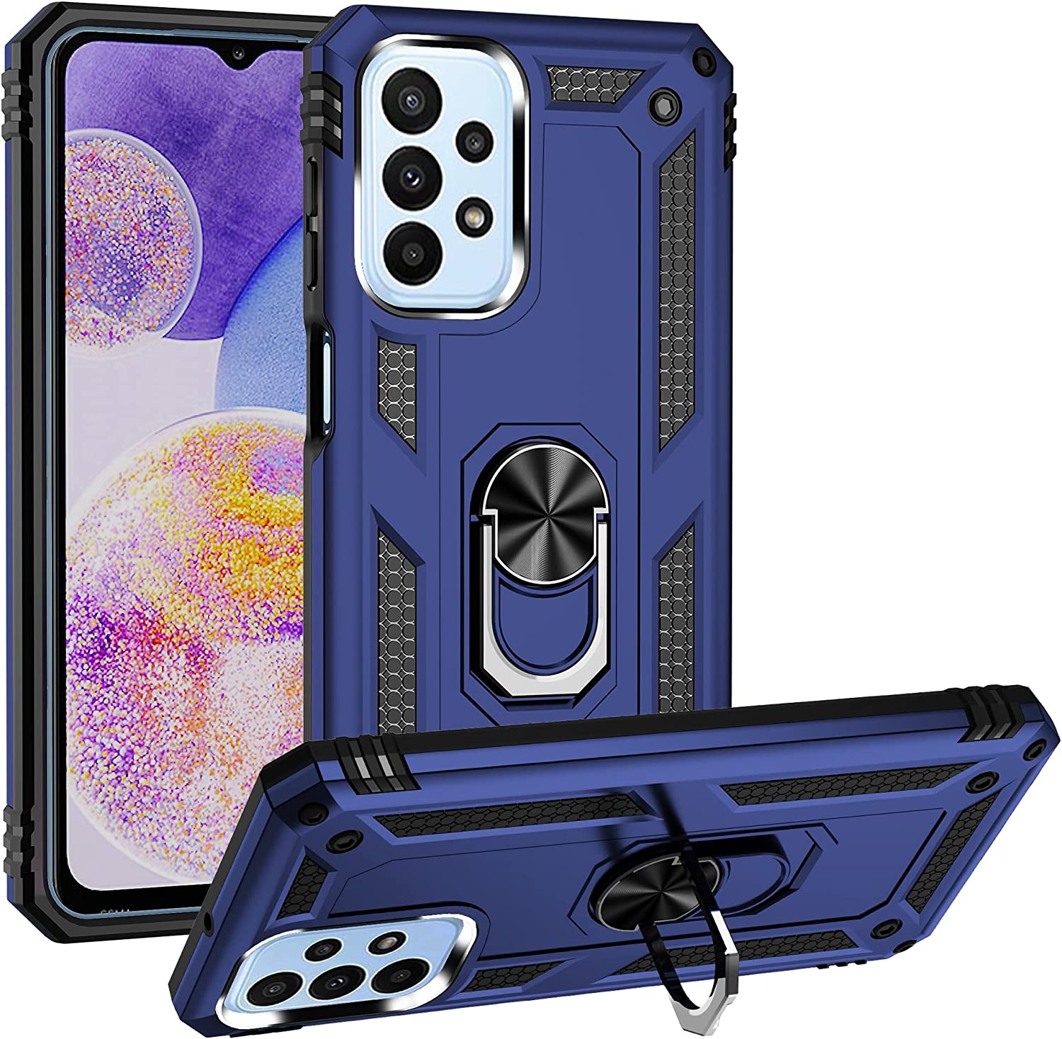 Protectores para celular  para Samsung  A23 Funda reforzada con anillo v2 Azul