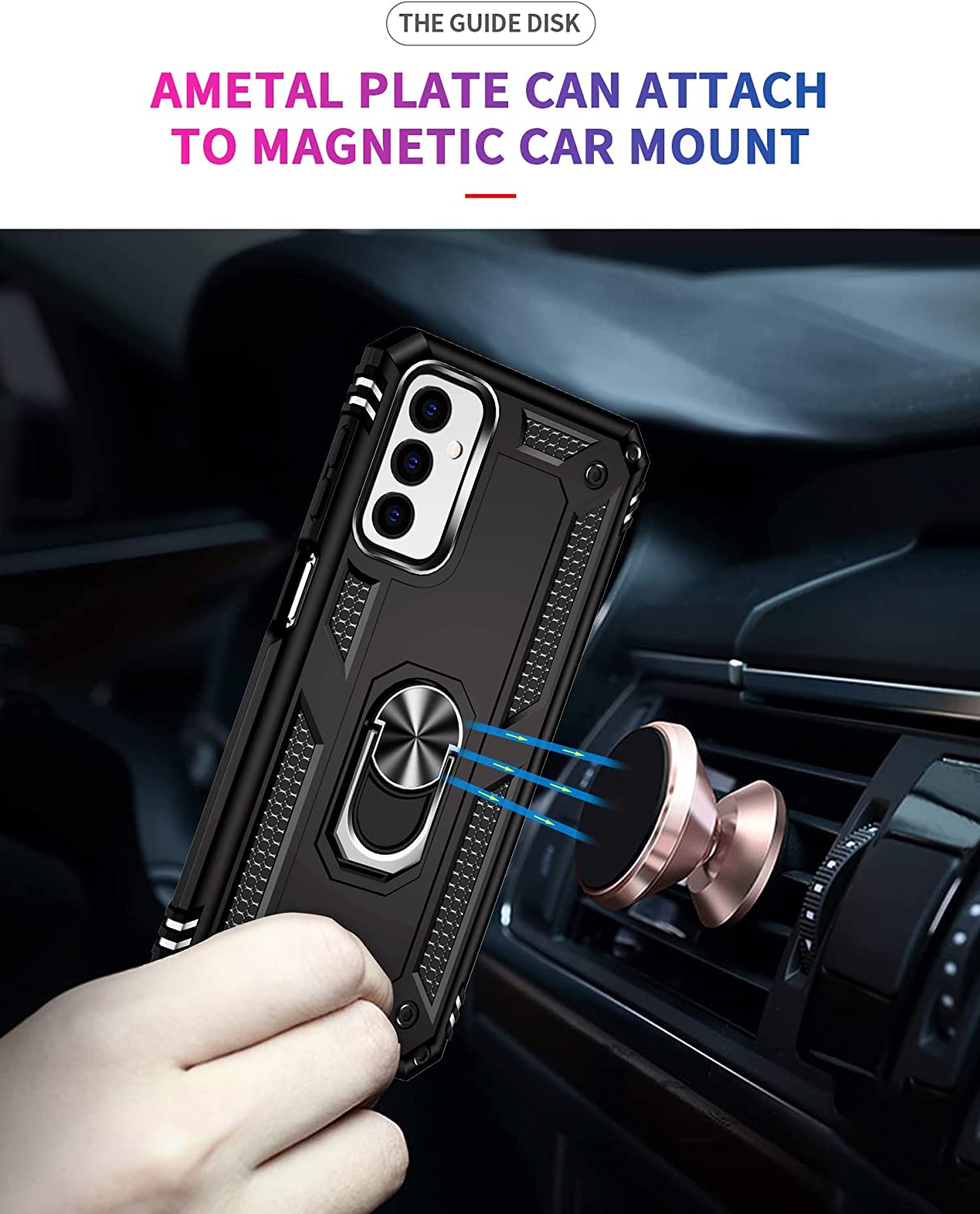 Protectores para celular  para Samsung  M23 5G Funda reforzada con anillo v2 Negro