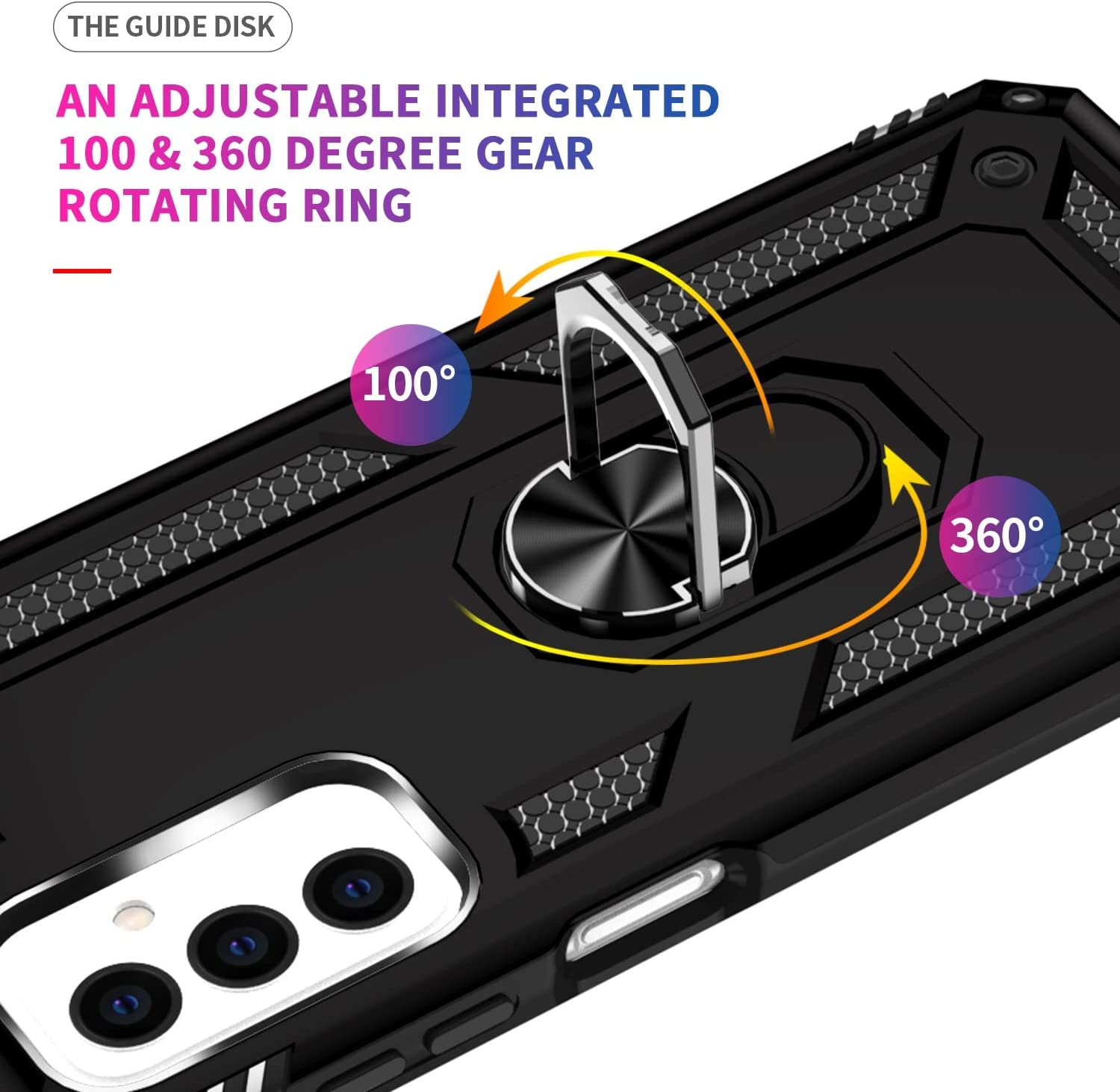Protectores para celular  para Samsung  M23 5G Funda reforzada con anillo v2 Negro