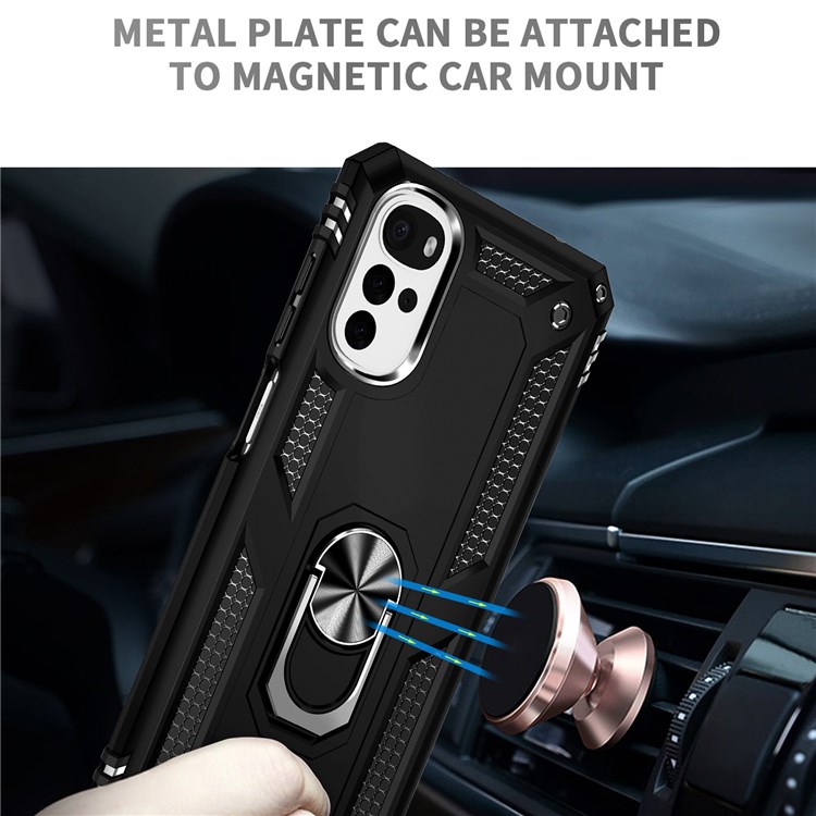 Protectores para celular  para Motorola  Moto G22 Funda reforzada con anillo v2 Negro