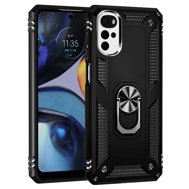 Protectores para celular  para Motorola  Moto G22 Funda reforzada con anillo v2 Negro