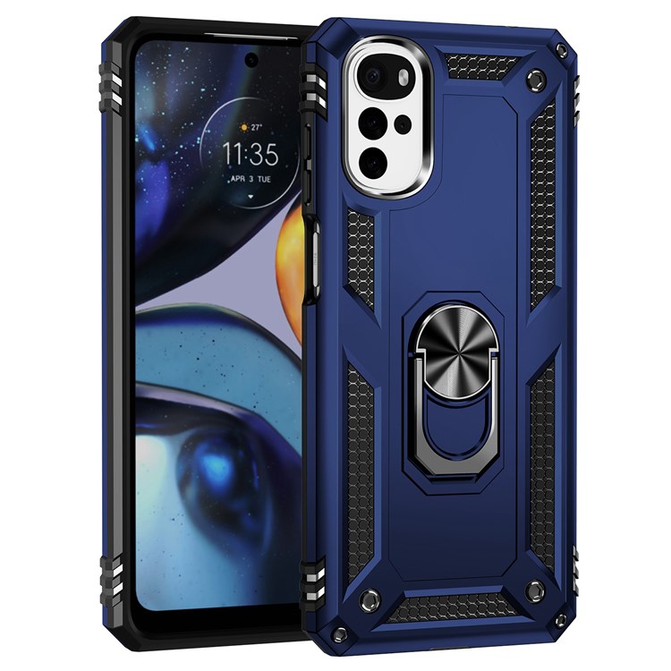 Protectores para celular  para Motorola  Moto G22 Funda reforzada con anillo v2 Azul