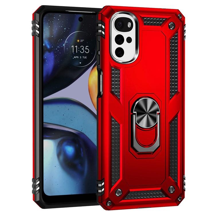 Protectores para celular  para Motorola  Moto G22 Funda reforzada con anillo v2 Rojo