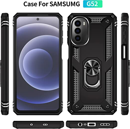 Protectores para celular  para Motorola  Moto G52 / G82 Funda reforzada con anillo v2 Negro