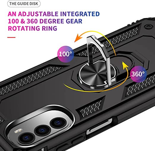 Protectores para celular  para Motorola  Moto G52 / G82 Funda reforzada con anillo v2 Negro
