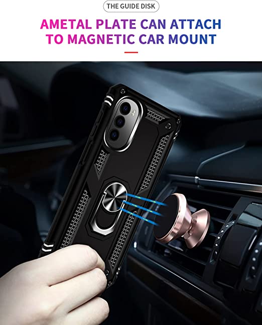Protectores para celular  para Motorola  Moto G52 / G82 Funda reforzada con anillo v2 Negro