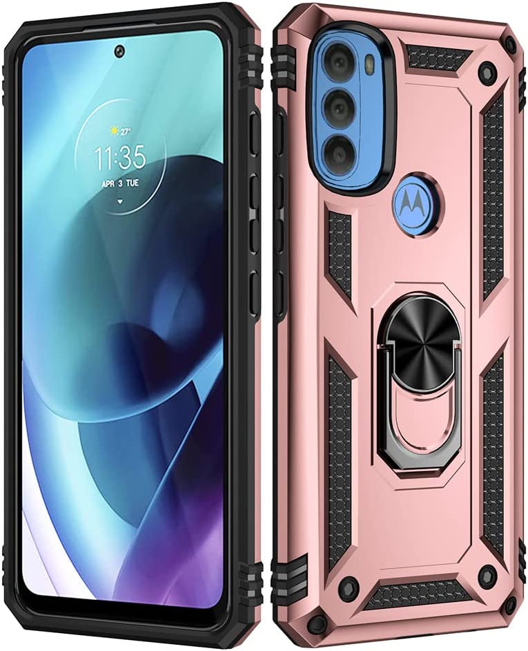 Protectores para celular  para Motorola  Moto G71 5G Funda reforzada con anillo v2 rosa