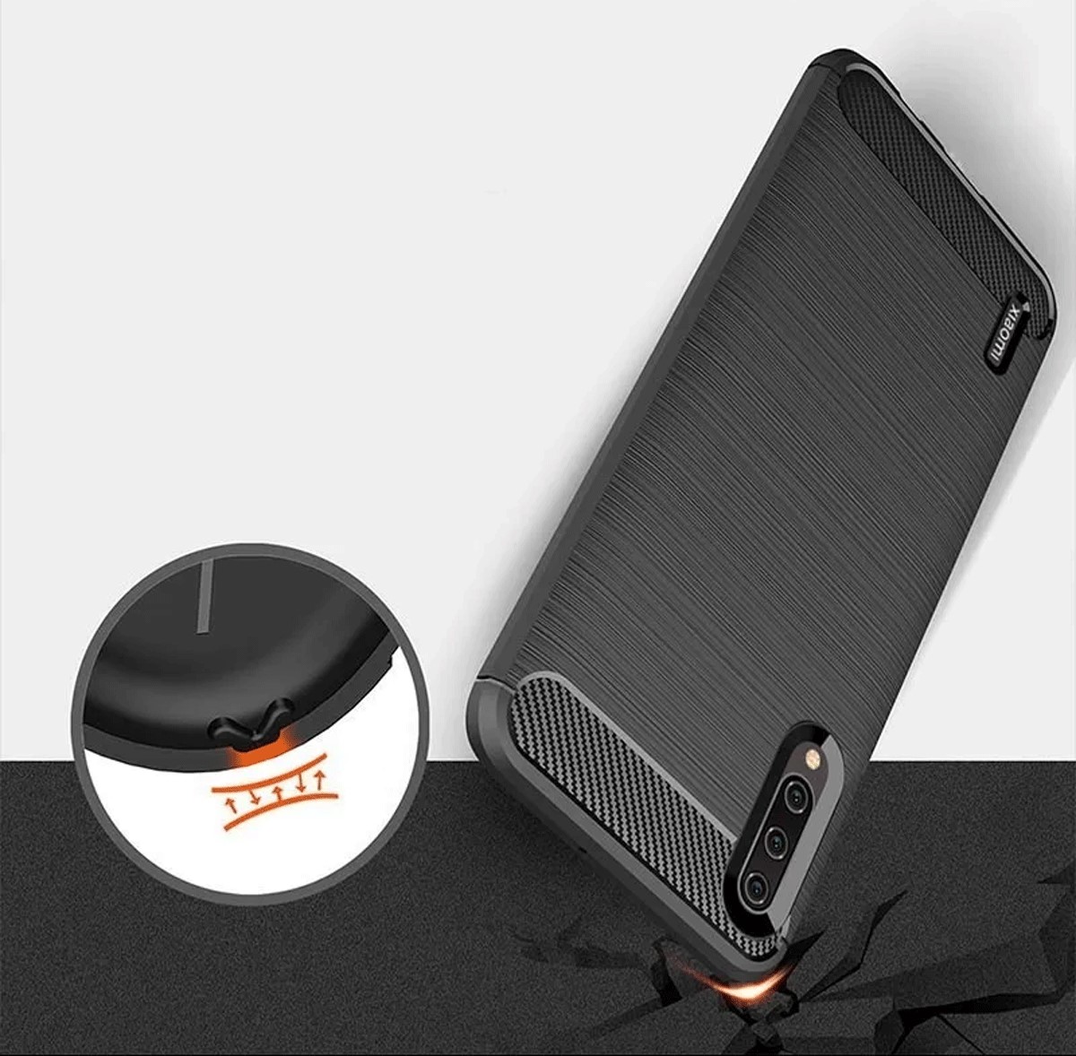 Protectores para celular  para Xiaomi  MI 9 Lite Funda de tpu fibra de carbono Negro