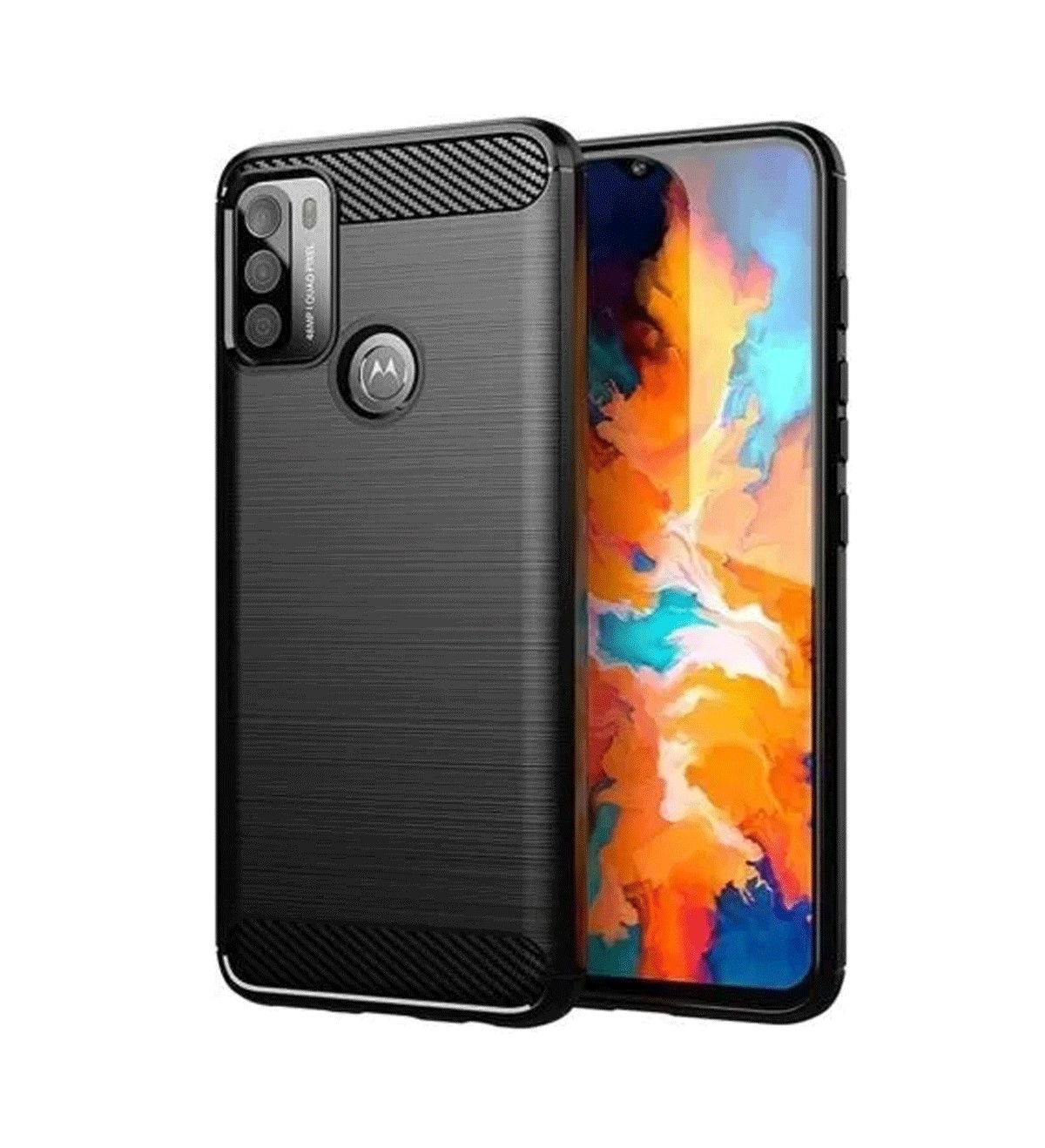 Protectores para celular  para Motorola  Moto G60s Funda de tpu fibra de carbono Negro