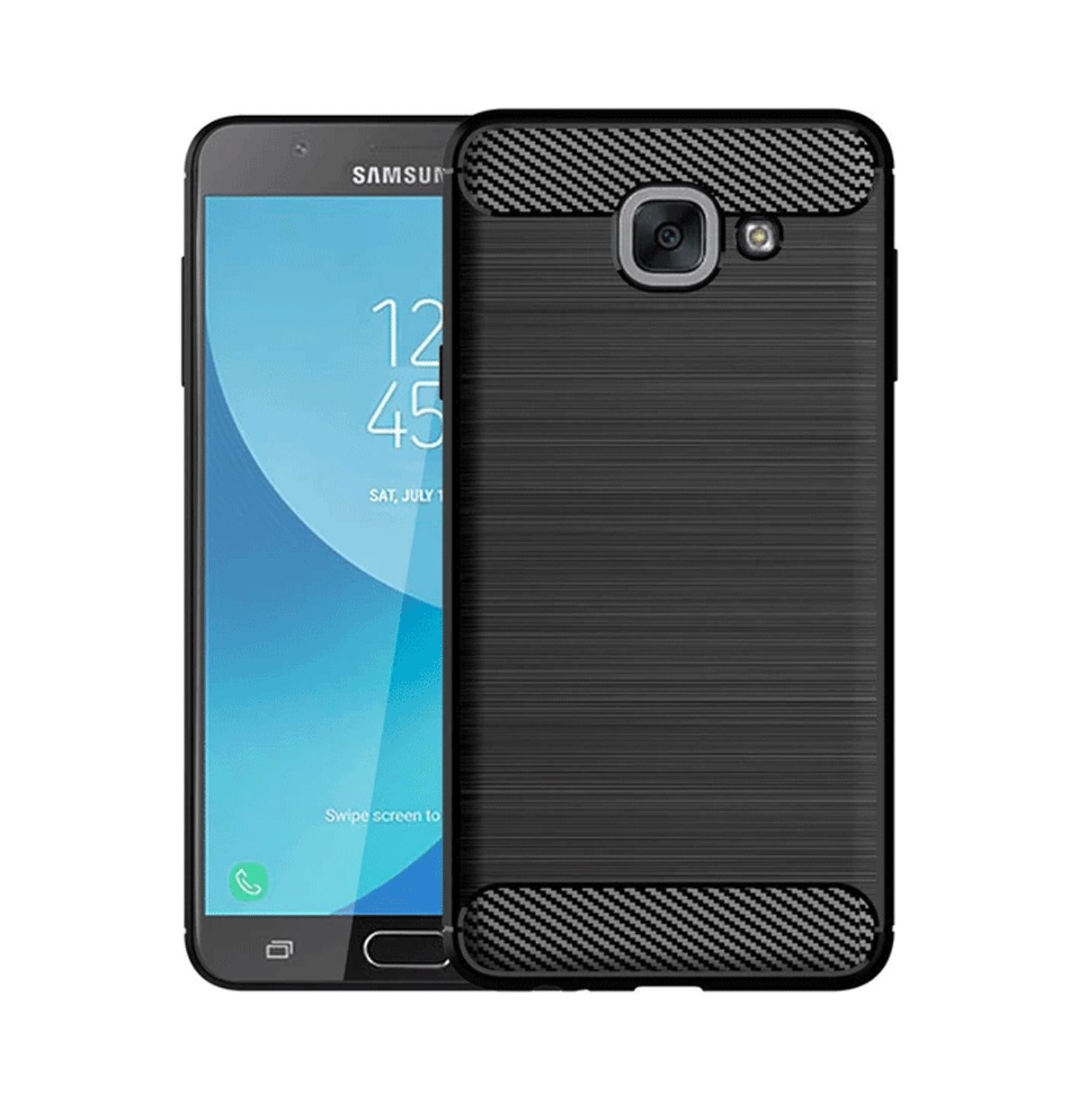 Protectores para celular  para Samsung  J7 Max Funda de tpu fibra de carbono Negro