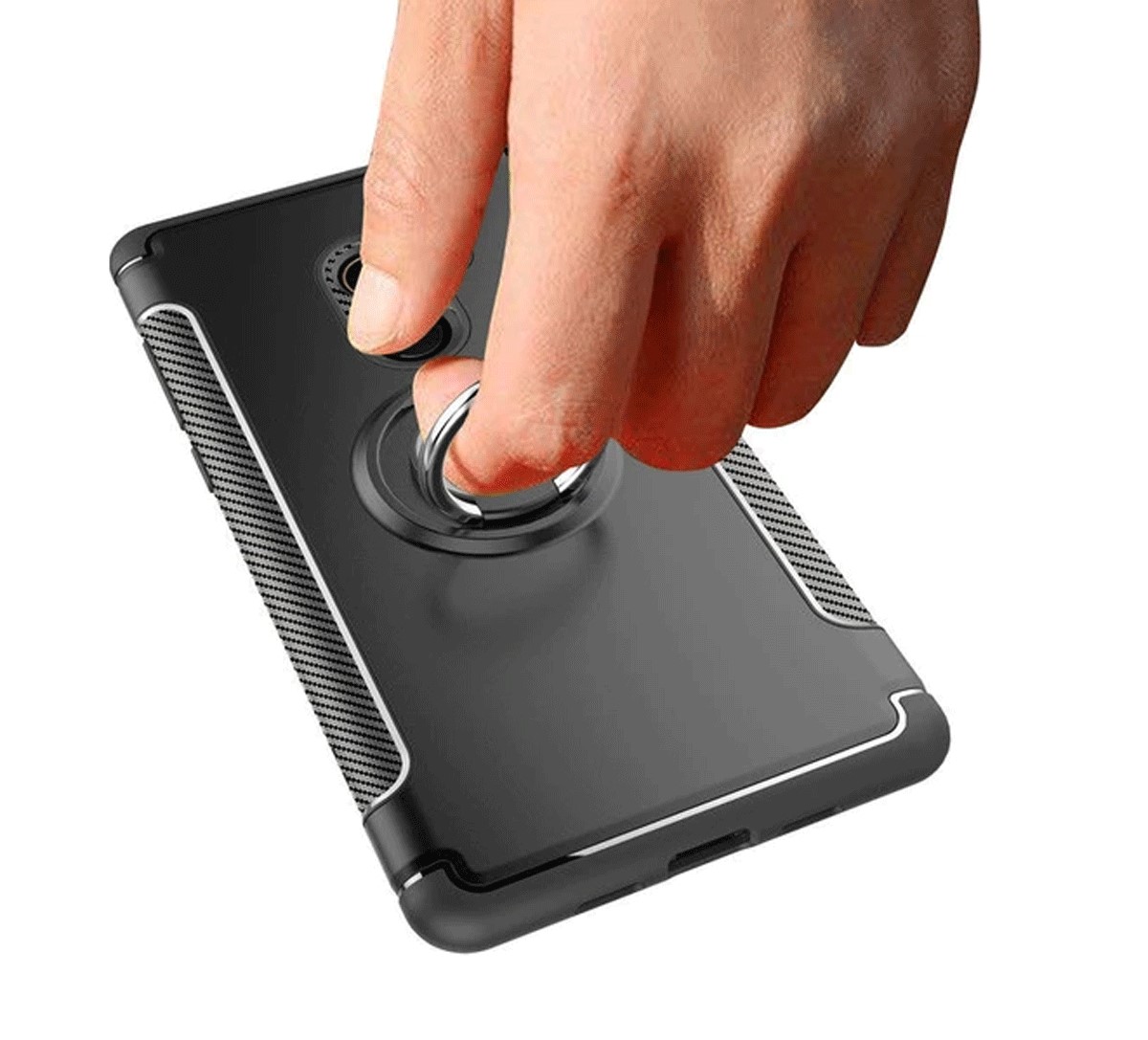 Protectores para celular  para Xiaomi  Mi Mix 2 Funda reforzada con anillo v1 Negro