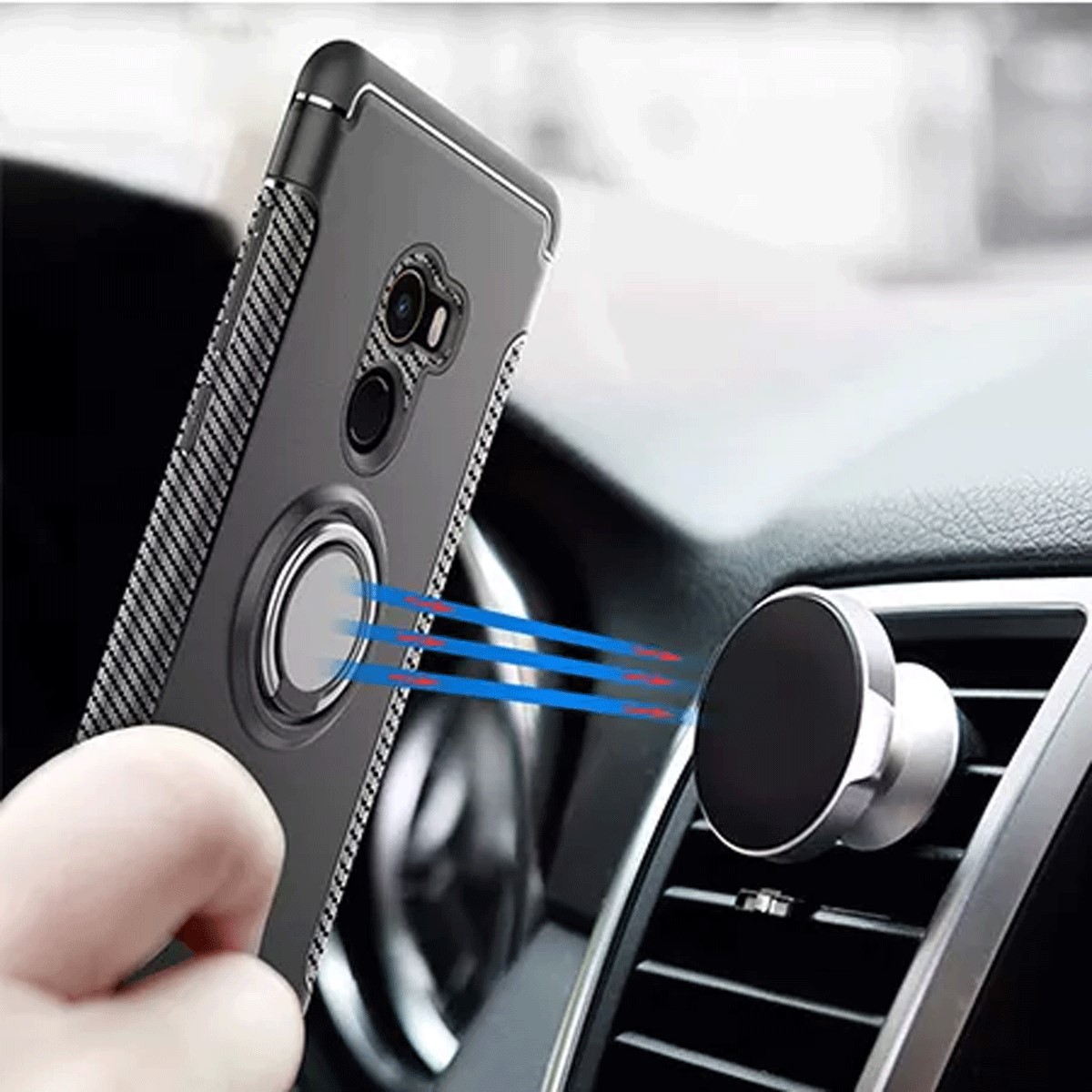 Protectores para celular  para Xiaomi  Mi Mix 2 Funda reforzada con anillo v1 Negro