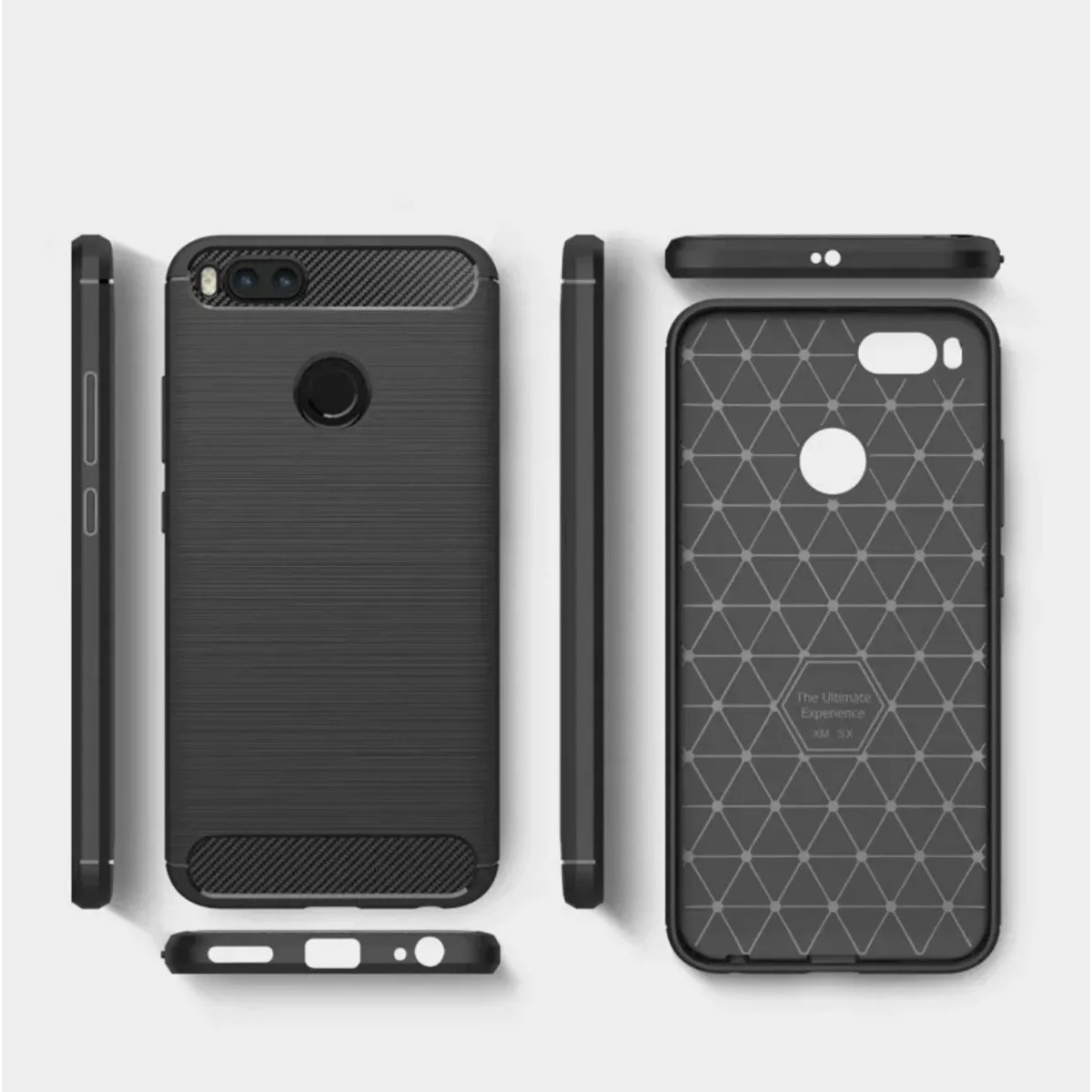Protectores para celular  para Xiaomi  5x / MI A1 Funda de tpu fibra de carbono Negro